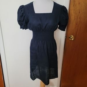 Sleeper Georgia Linen Mini Dress in Navy Size XS NWT